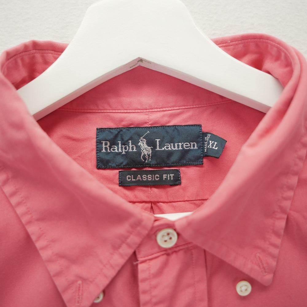 Ralph Lauren Classic Fit Short Sleeve Button Down Shirt Salmon Pink Mens XL - Picture 3 of 9